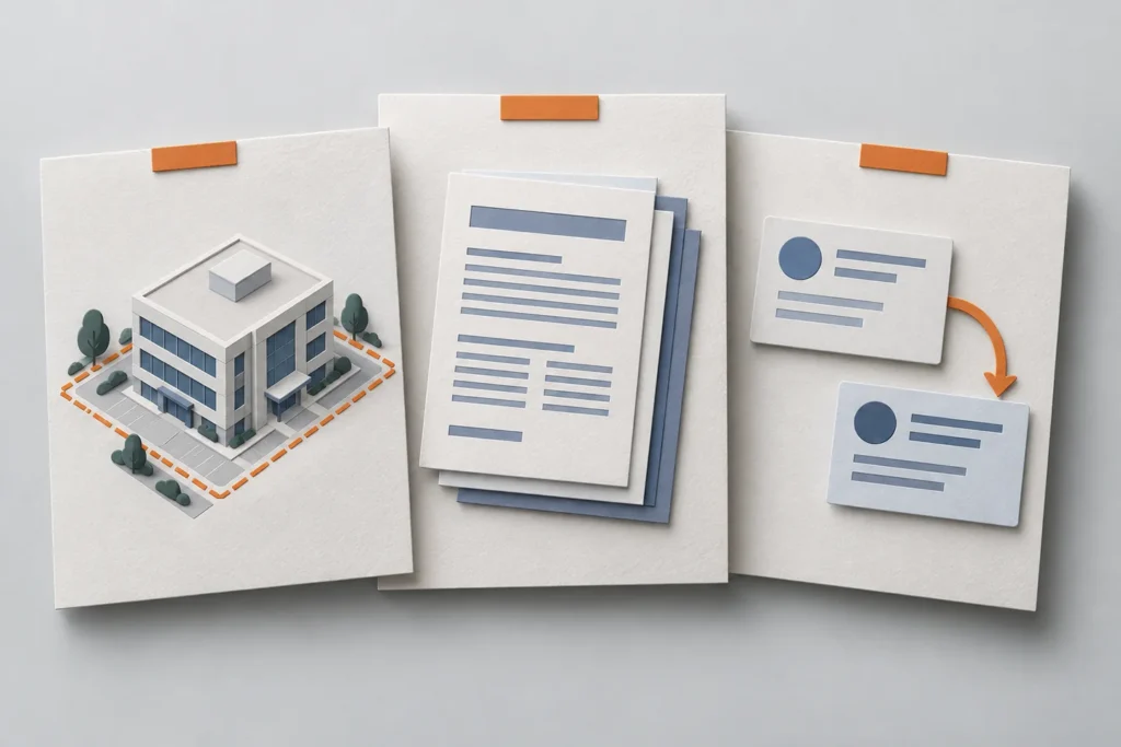 Ilustración de alcance del servicio, documentación y seguimiento como criterios de comparación